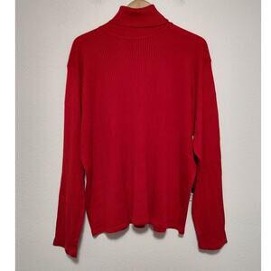 Anna Gray Long Sleeve 100% Washable Silk Red Ribbed Turtleneck Sweater Size 3X